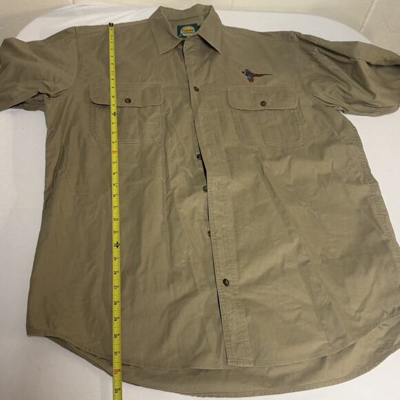 Cabela's Outdoor Gear Button Up Shirt Men's LT Long Sleeve Tan Pheasant Outdoor - Picture 7 of 10